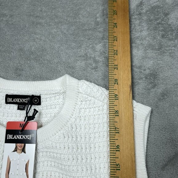 BLANKNYC Women's M Sleeveless Button Vest White d1029 - Picture 3 of 7